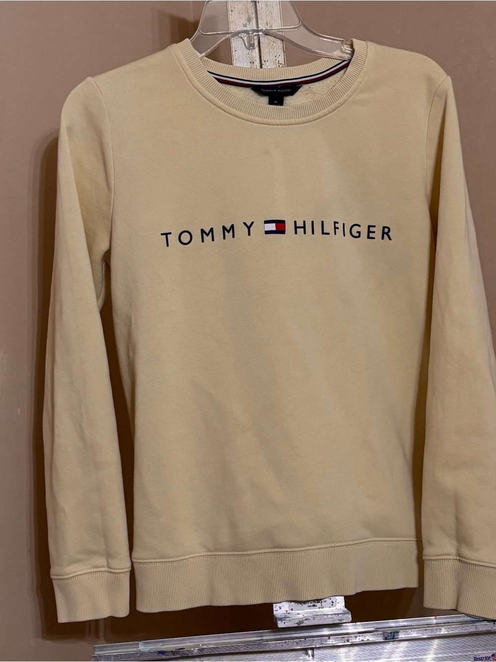 Tommy Hilfiger Pale Yellow Logo Crewneck Sweatshirt